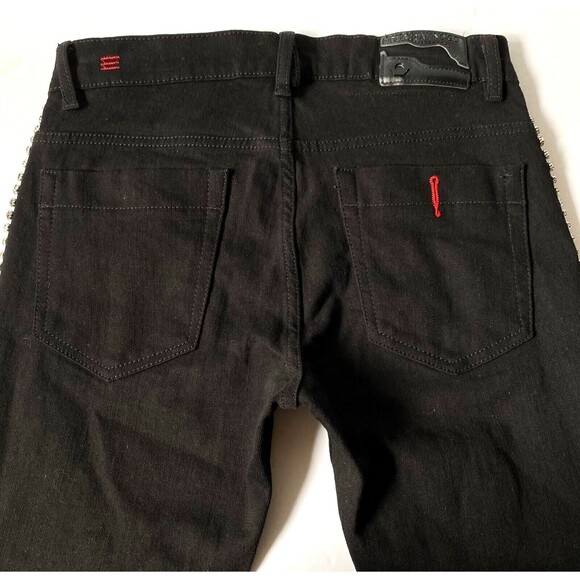 Industrial Indigo Jeans Mens W 32 x L 32 Black Denim Rhinestones Straight NWOT - Picture 5 of 16